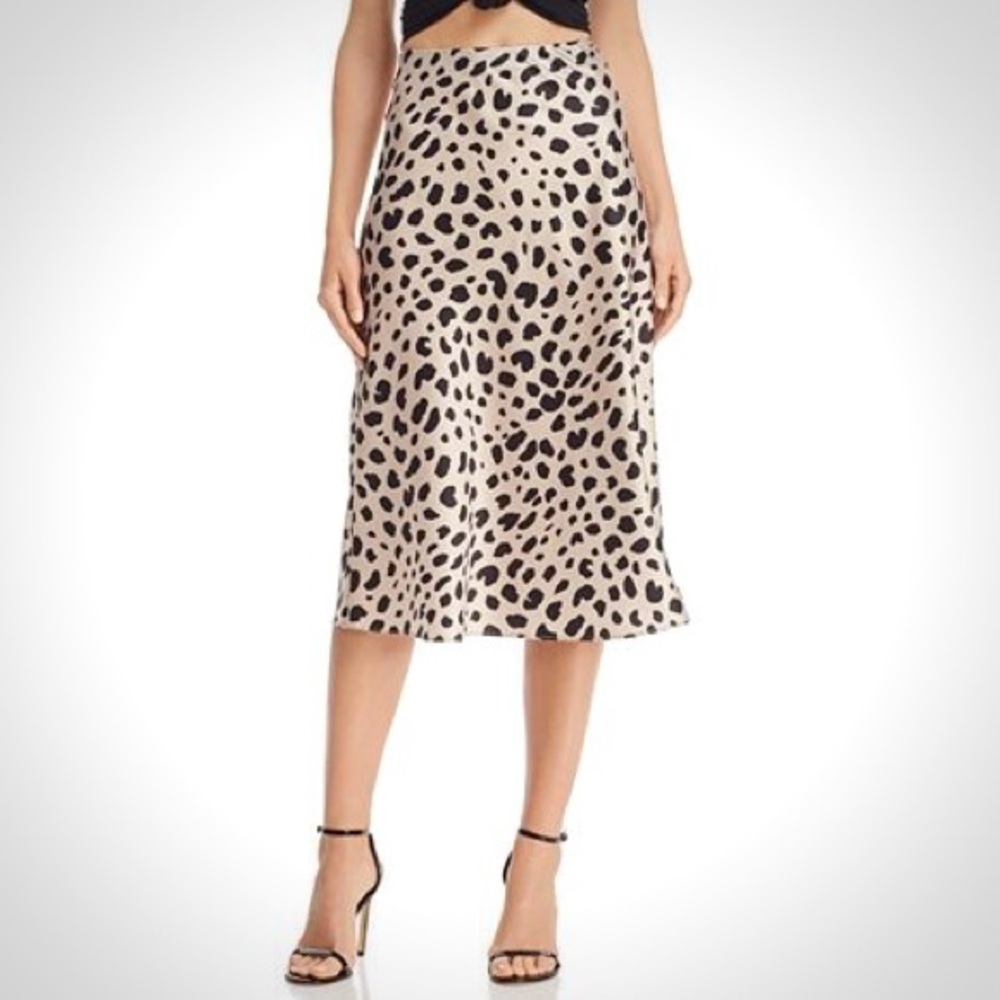 =^.^= NWT Aqua Satin Leopard Midi Skirt Animal Classic City Chic Sz XS